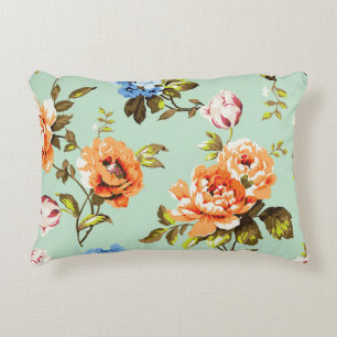 Shabby Chic Vintage Roses Pattern Accent Pillow