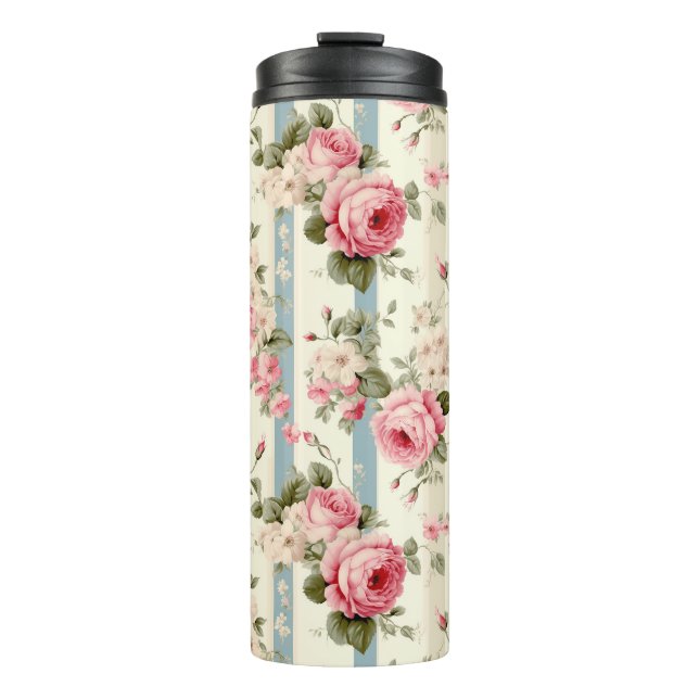 Shabby Chic Vintage Roses Thermal Tumbler (Front)