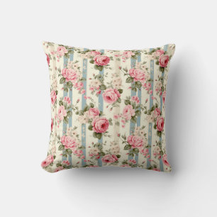 Shabby Chic Vintage Roses Throw Pillow