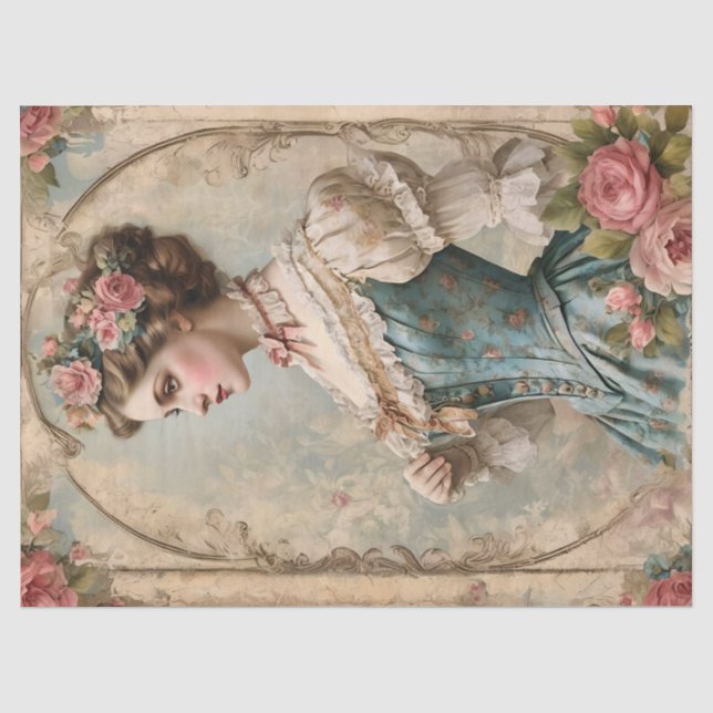 Shabby Chic Vintage Victorian Woman Tissue Paper (Front)