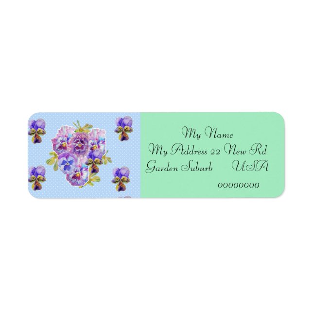 Shabby Chic Viola Flower Return Address Labels (Front)