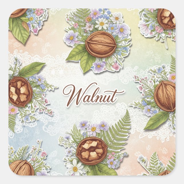 Shabby Chic. Walnut, by Natasha Us   Square Sticker (Front)