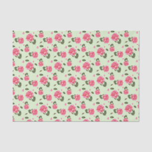 Shabby Chic Watercolor Pink Rose Floral Design Tissue Paper