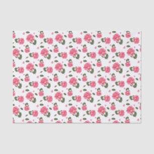Shabby Chic Watercolor Pink Rose Floral Design Tissue Paper