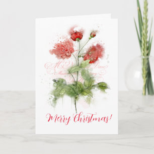 Shabby Chic Watercolor Roses Greeting Card