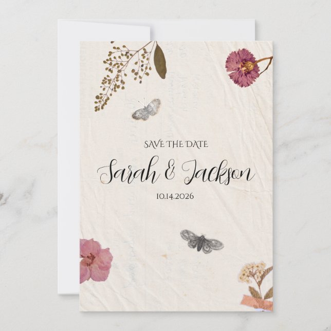 Shabby Chic Wedding Pressed Flowers  Invitation (Front)