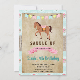 Shabby chic western horse party invite