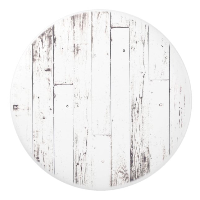 Shabby Chic White Wood Rustic Farmhouse Barn Ceramic Knob (Front)