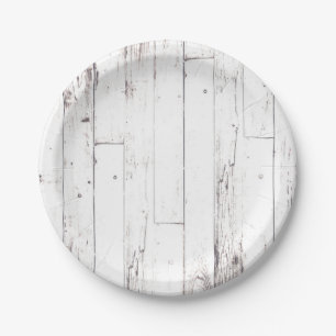 Shabby Chic White Wood Rustic Farmhouse Party Paper Plate