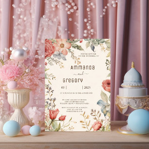 Shabby Chic Wildflower Wedding Invitation