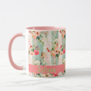 Shabby Chic with Scallop Name Mug