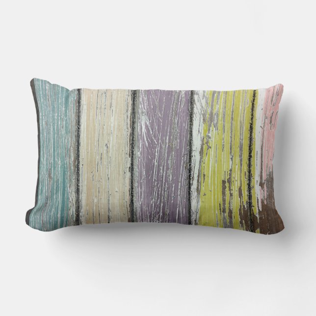 Shabby Chic Wood Lumbar Pillow (Front)