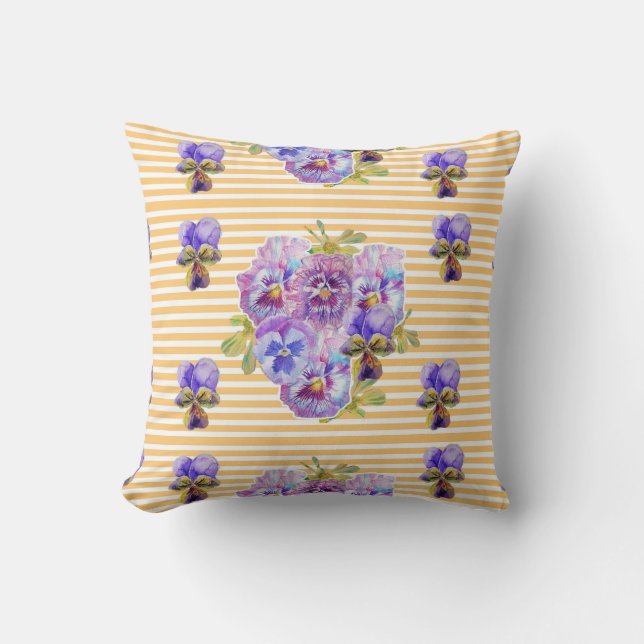 Shabby Chic Yellow Floral pattern flowers Cushion (Front)