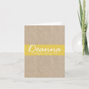 Shabby Chic Yellow Gold Burlap Bridesmaid Request Invitation