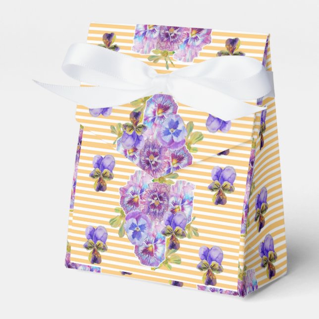 Shabby Chic Yellow Pansies Party Cake Favour Box (Front Side)