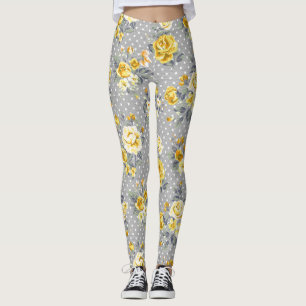 Shabby Chic Yellow Rose Leggings