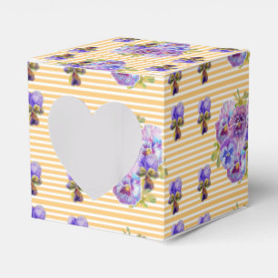 Shabby Chic Yellow Stripe Pansy Floral Favour Box
