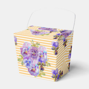 Shabby Chic Yellow Stripe Pansy Floral Favour Box