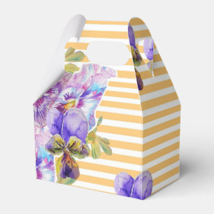 Shabby Chic Yellow Stripe Pansy Floral Favour Box
