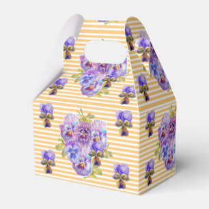 Shabby Chic Yellow Stripe Pansy Floral Favour Box