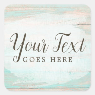 Shabby Cottage Chic Turquoise Rustic Chippy Wood Square Sticker