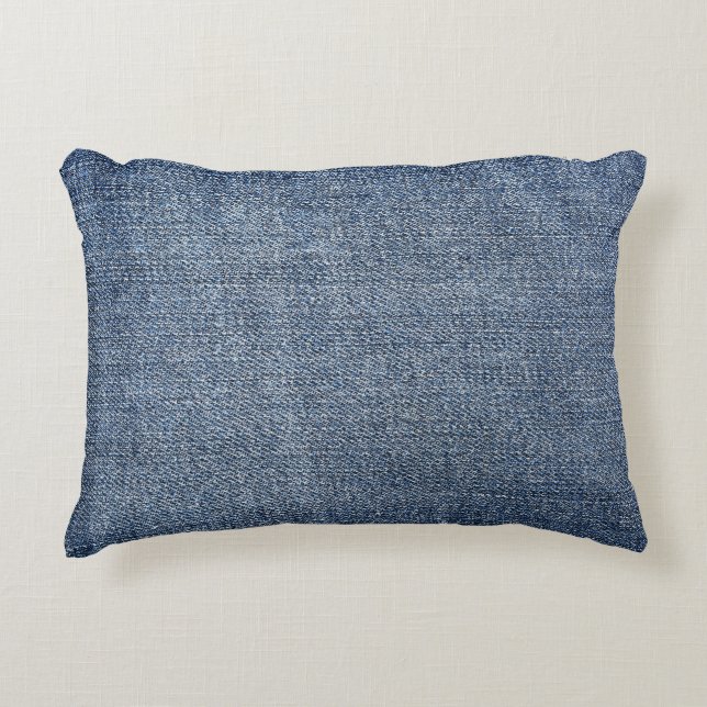 Shabby denim: blue jeans texture accent pillow (Front)
