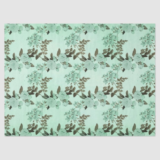 Shabby Floral Mint Series Design 8 Tissue Paper (Front)