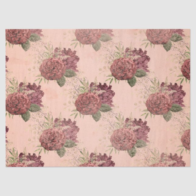 Shabby Floral Peach Series Design 11 Tissue Paper (Front)