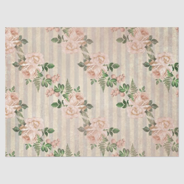 Shabby Floral Peach Series Design 1 Tissue Paper (Front)