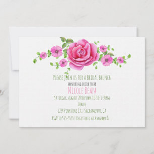 Shabby Floral Rose Chic Bridal Shower Invitation