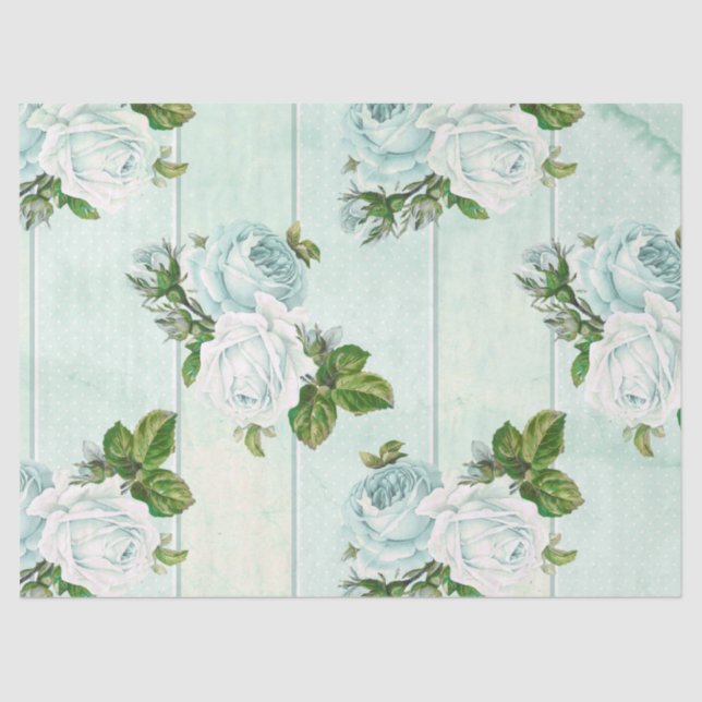 Shabby Floral Turquoise Series Design 11 Tissue Paper (Front)