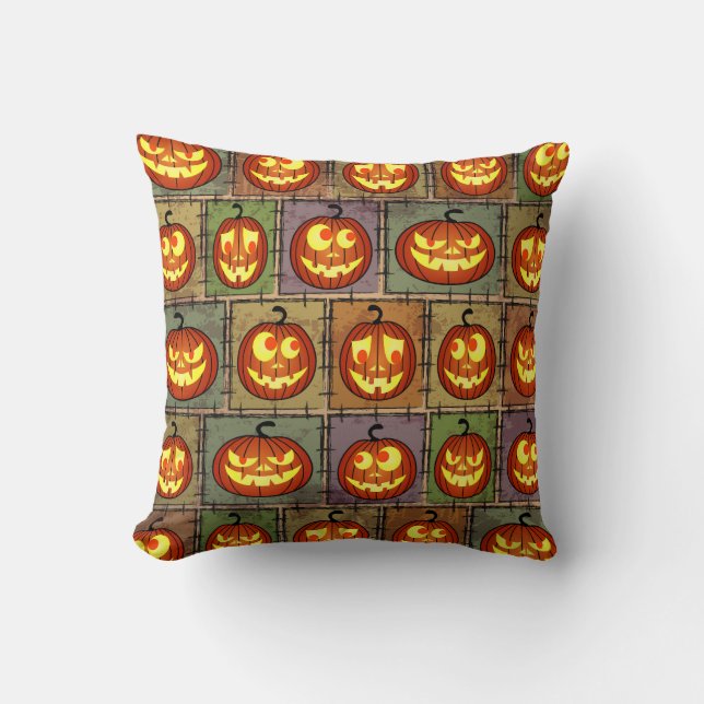 Shabby Halloween, vintage background. Throw Pillow (Front)
