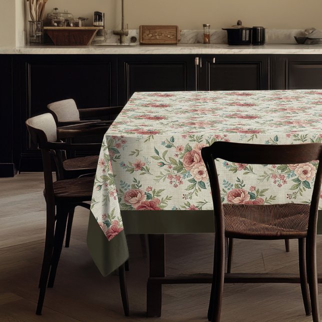 Shabby Nappe Chic Imprimantes Botaniques Vintages (Shabby Chic Tablecloth Vintage Botanical Prints)