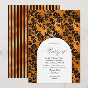 Shabby Orange and Black Gothic Wedding Chic Invitation