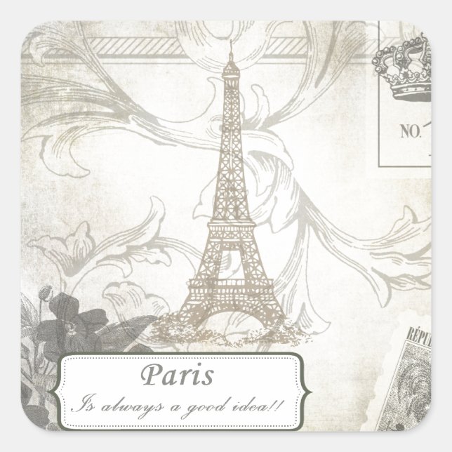 Shabby:  Paris is Always a Good Idea! Square Sticker (Front)