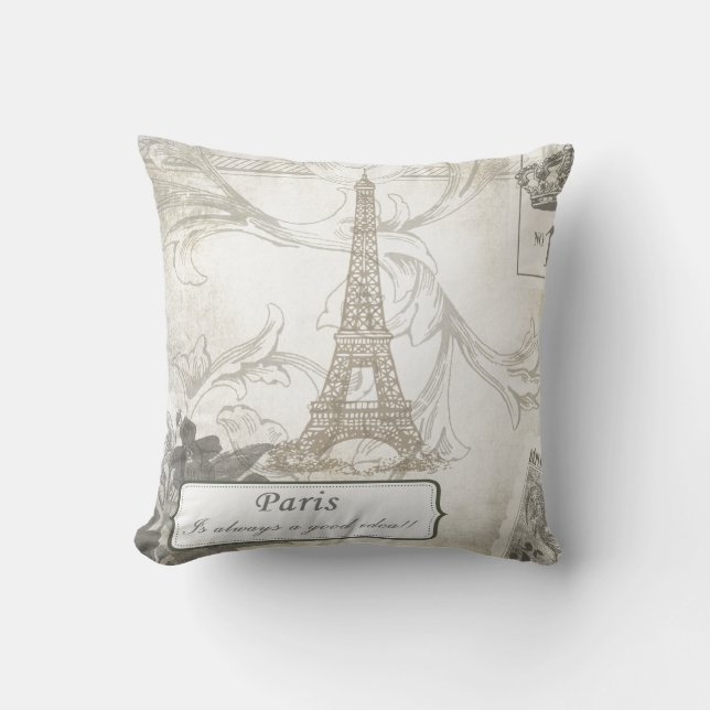 Shabby:  Paris is Always a Good Idea! Throw Pillow (Front)