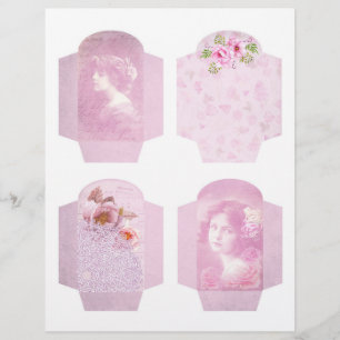 Shabby Pink Floral & Lace Scrapbook Pockets