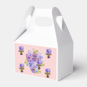 Shabby Pink Pansy Floral Tea Party Cake Favour Box
