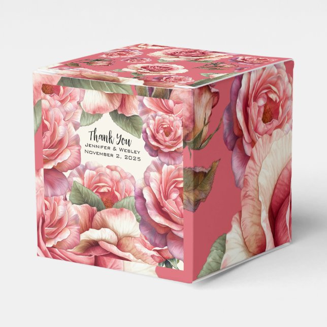 Shabby Pink Rose Favor Box (Front Side)