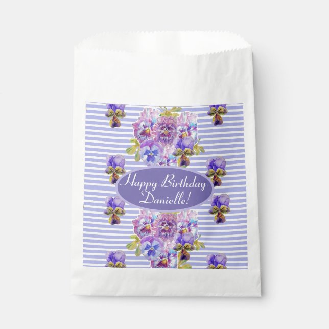 Shabby Pink Rose Floral Tea Party Cake Favour Bag (Front)