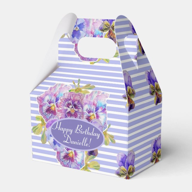 Shabby Pink Rose Floral Tea Party Cake Favour Box (Front Side)