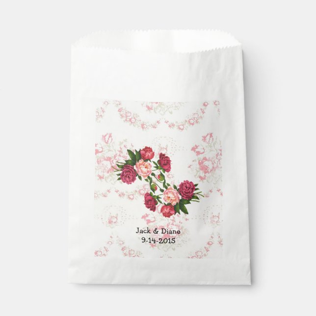 Shabby Pink Roses Custom Favour Bags (Front)