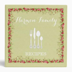 Shabby Pink Roses Family Recipes or Photo Album Binder
