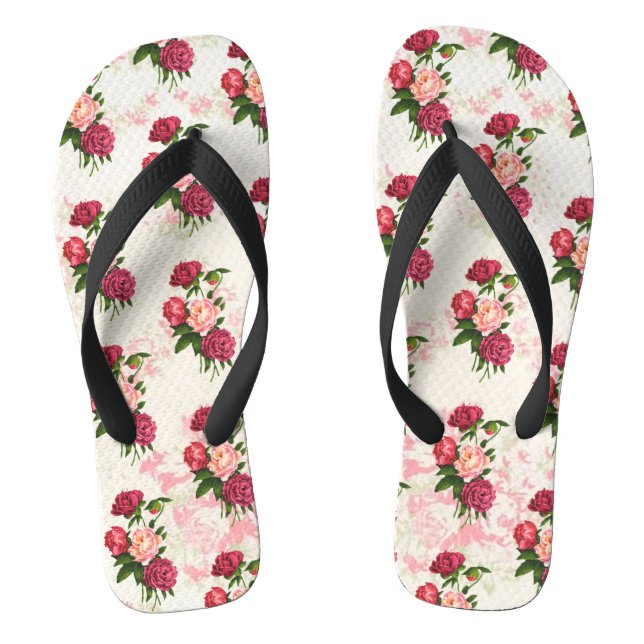 Shabby Pink Roses Flip Flops (Footbed)