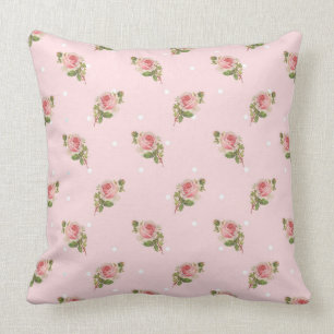 Shabby pink roses throw pillow