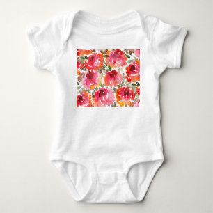 Shabby red roses, seamless pattern. baby bodysuit