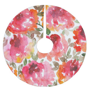 Shabby red roses, seamless pattern. brushed polyester tree skirt