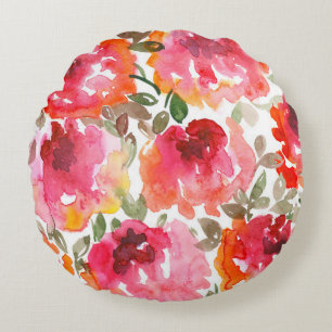 Shabby red roses, seamless pattern. round pillow