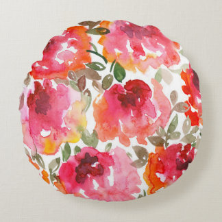 Shabby red roses, seamless pattern. round pillow
