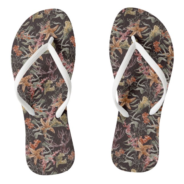 Shabby Sea Life Pattern Flip Flops (Footbed)